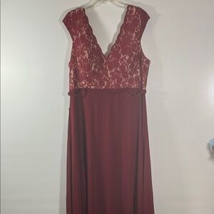 Ever Pretty Burgundy Lace V-Neck Maxi Dress Size 20 New With Tag